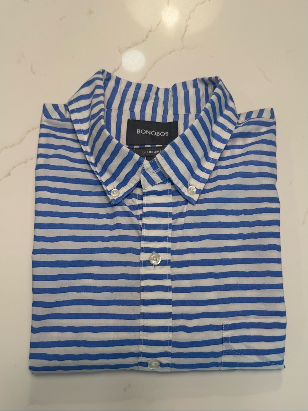 Bonobos Men’s Blue & White Striped Button-Down Shirt